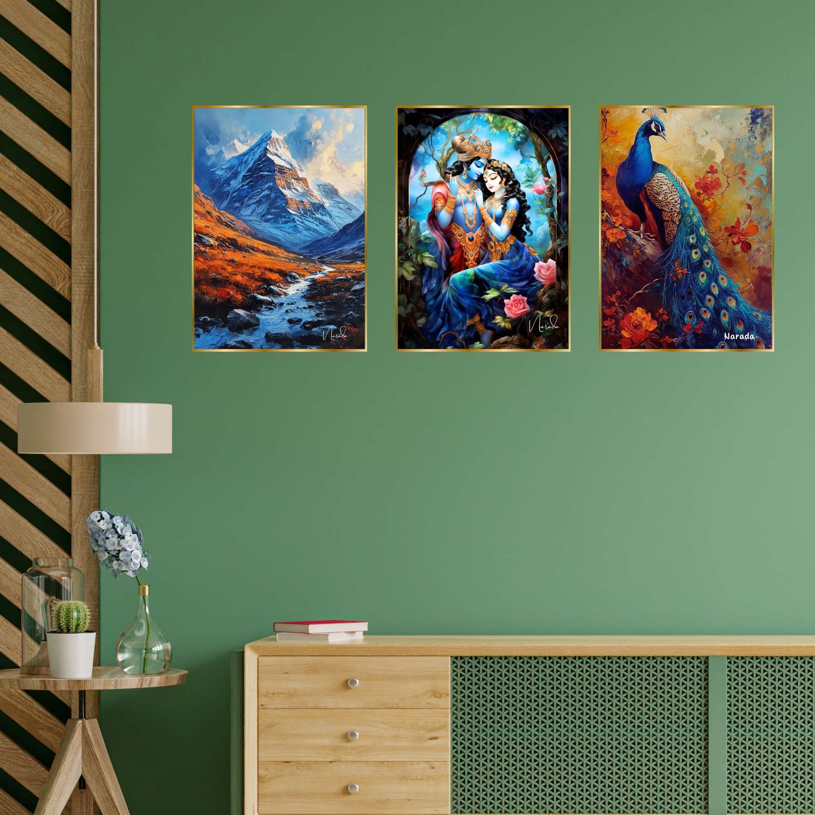Set of Three Wall Paintings for Wall Dacoration Golden Framed Wall Paintings for Living Room & Bedroom Wall Art for Home Decoration & Office Wall Décor (18x12 inch CH-GD3-1) - Image 4
