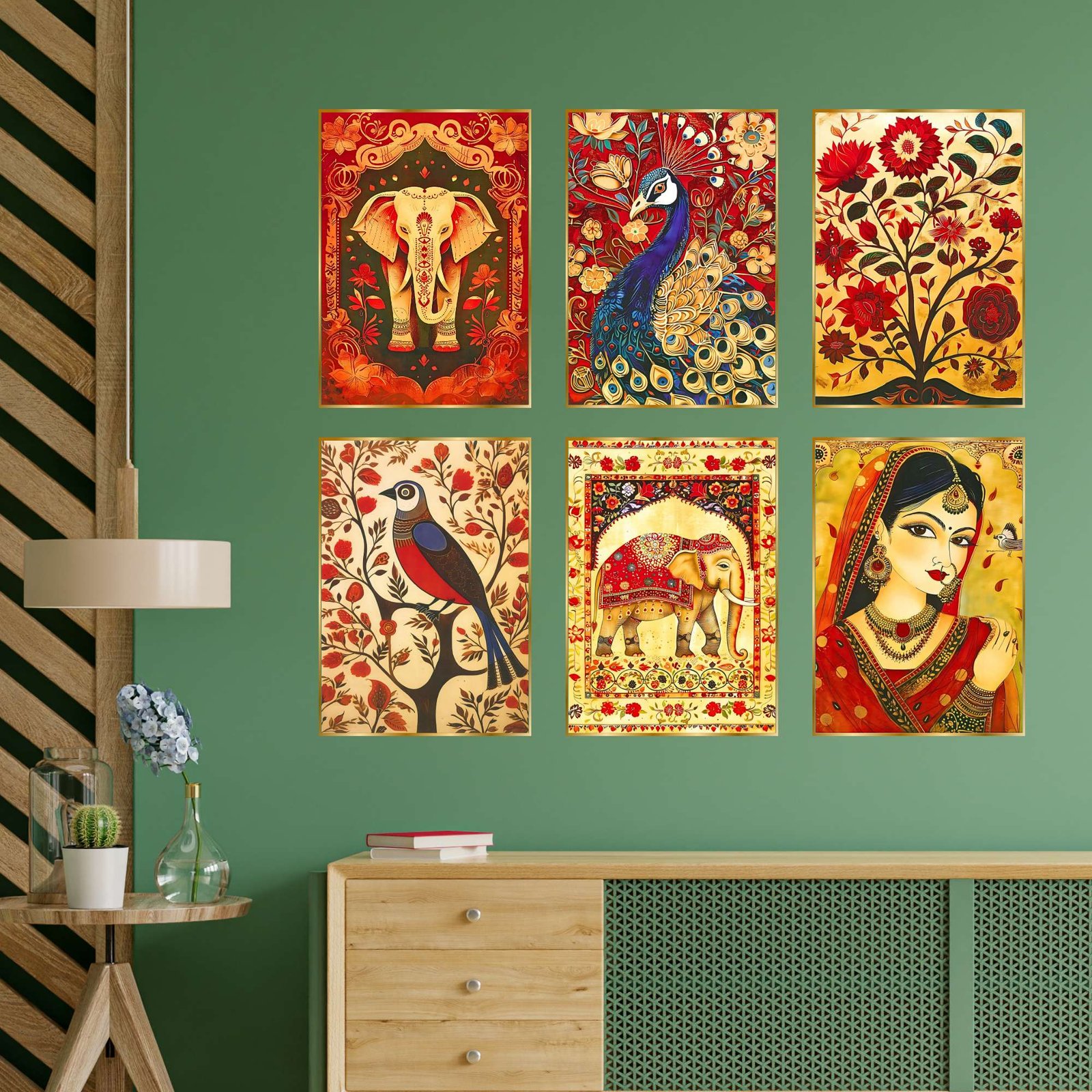 Set of Six Wall Paintings for Wall Dacoration Golden Framed Wall Paintings for Living Room & Bedroom Wall Art for Home Decoration & Office Wall Décor (13x10 inch CH-GD6-8) - Image 2